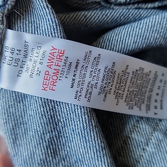 Topshop Plus Size Blue Editor Straight Leg Jeans Size 14 - Picture 7 of 8